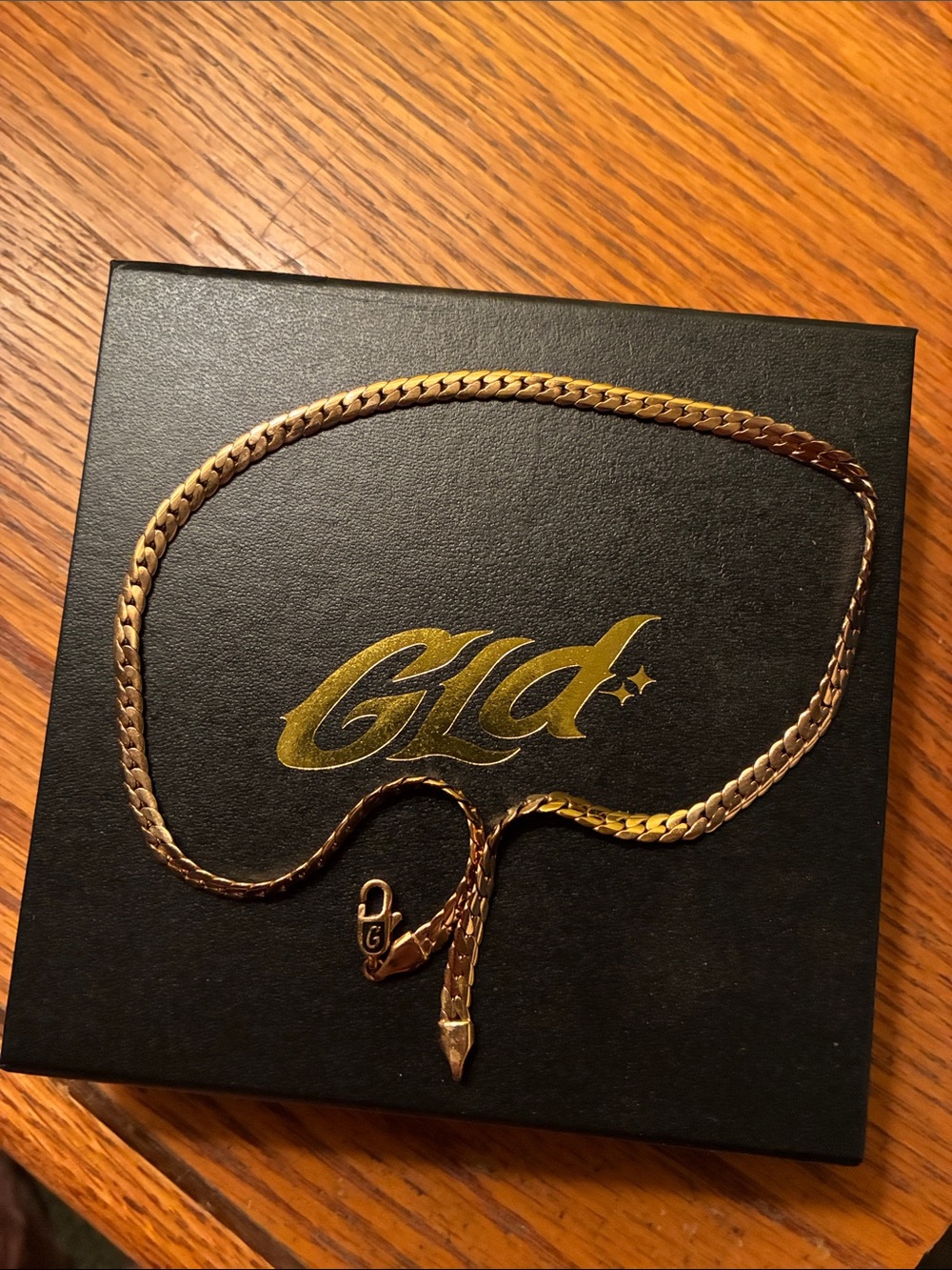Gold Flat Herringbone Chain Necklace for Women